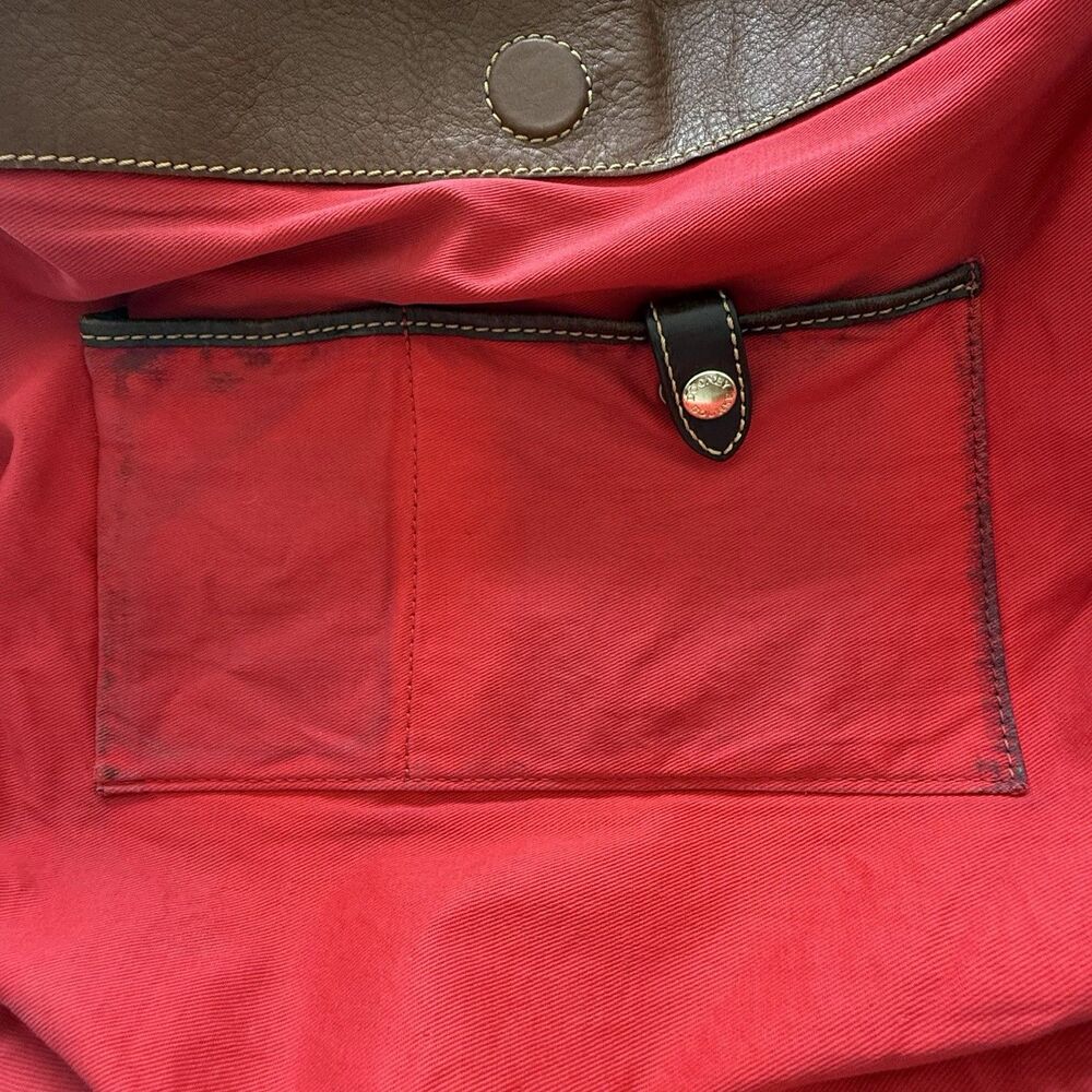Dooney and Bourke Leather O-Ring Sac Brown Pebbled Large Satchel Shoulder Bag - Picture 15 of 16